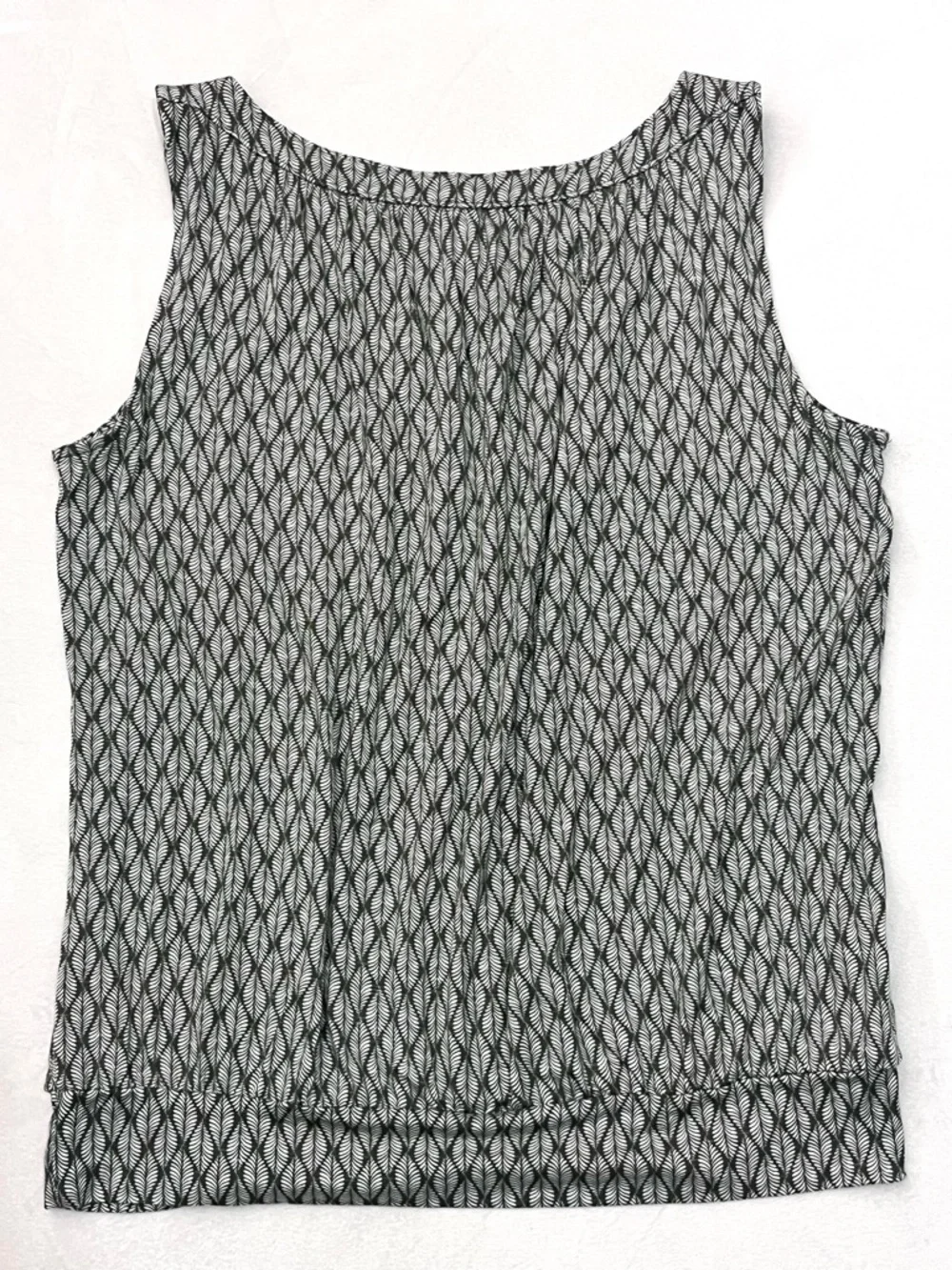 LOFT Outlet Women’s Dark Green & White Geometric Sleeveless Tank Top Large - Picture 12 of 16